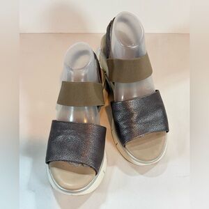 THE FLEXX Pewter and taupe Leather sling back Sandals size 10
